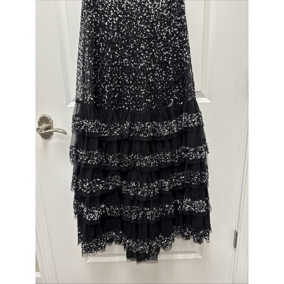 MAC DUGGAL Size 6 Black 10883 Embellished Scoop Neck Tiered Formal Gown Dress - Picture 6 of 11